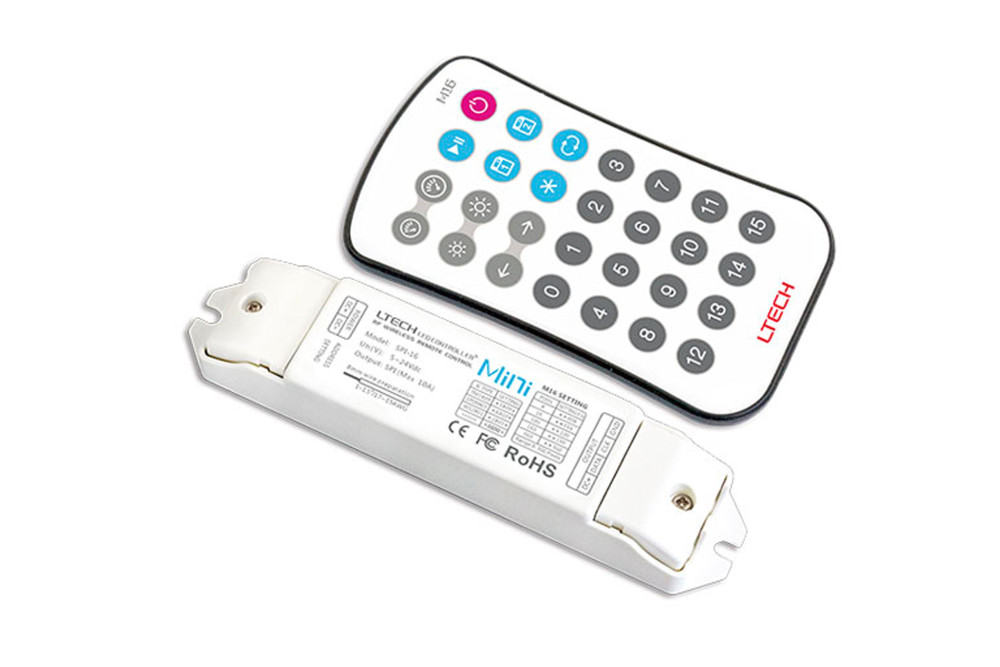 RF RECEIVER AND REMOTE BUTTON DIGITAL RGB PIXEL 5-24V CONSTANT VOLTAGE MAX 1020 PIXELS 50W(5V) AND 120W(12V) AND 240W(24V)