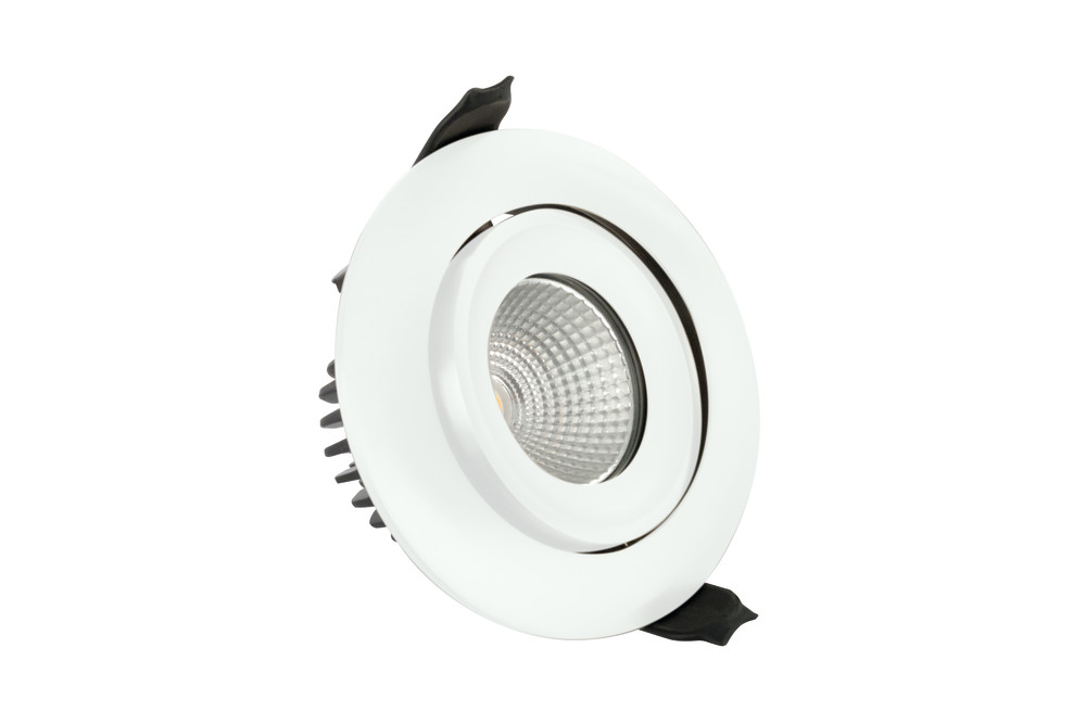 LUXFIRE FIRE RATED TILTABLE DOWNLIGHT 92MM CUTOUT IP65 850LM 11W 3000K 55 BEAM DIMMABLE 77LM/W WHITE