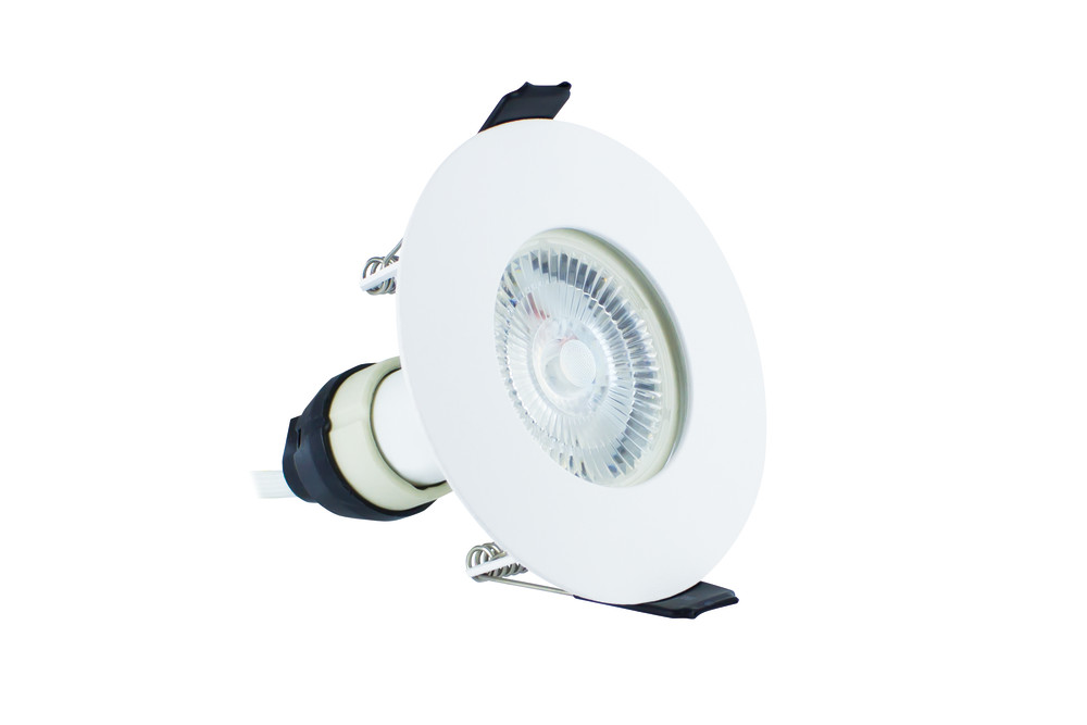 EVOFIRE FIRE RATED DOWNLIGHT 70MM CUTOUT IP65 WHITE ROUND *NO GU10 HOLDER*